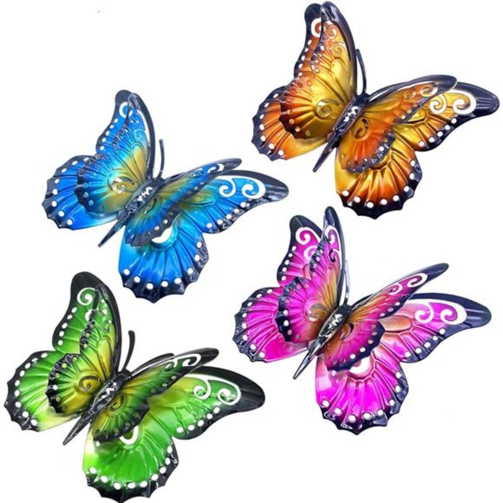 Metal Butterfly Wall Art Decor-6.5" Outdoor Fence Decoration, Hanging for Garden
